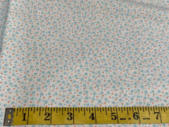 Blue and Coral Dots on White 131