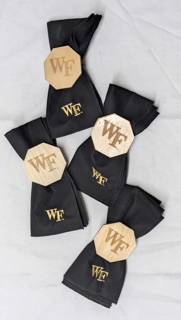 Wake Forest Cloth Napkins and Napkin Holders (Sold Separately)- Set of 4