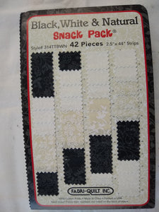 Snack Pack Black, White & Natural Tone on Tone 42 pieces of 2.5" x 44" 7015