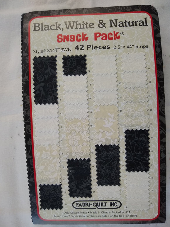 Snack Pack Black, White & Natural Tone on Tone 42 pieces of 2.5