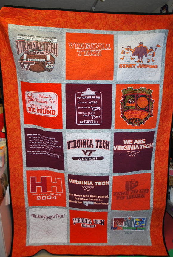 Virginia Tech memory t-shirt quilt