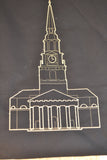 Focal center could also be an embroidered outline of Wait Chapel