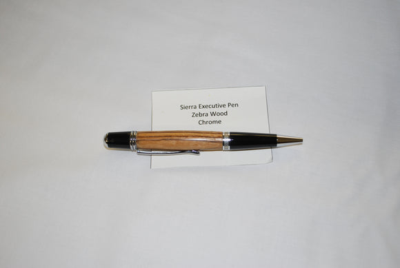 Hand Turned Sierra Executive Zebra Wood Pen