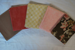 5 Half Yards Bundle pack #1035 Muted Pinks and Browns