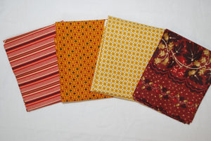 4 Half Yards Bundle pack #1047 Red, Orange, and Yellow Print