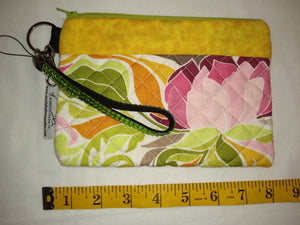 Quilted Wristlet Purse - Yellow floral