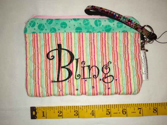 Quilted Wristlet Purse - Bling Stripe