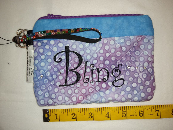 Quilted Wristlet Purse - Bling Blue